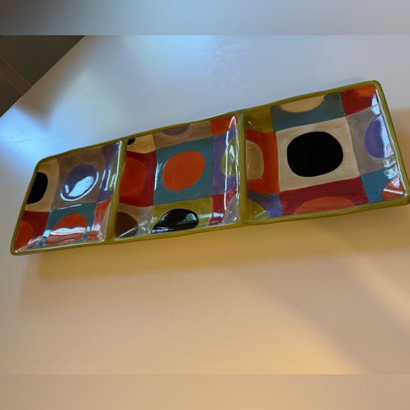 Pier 1 Urban Dots Three-Part Relish Serving Tray | Color: Multi | Size: OS - Picture 4 of 12